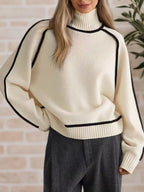 Contrast Trim Turtleneck Sweater (2)
