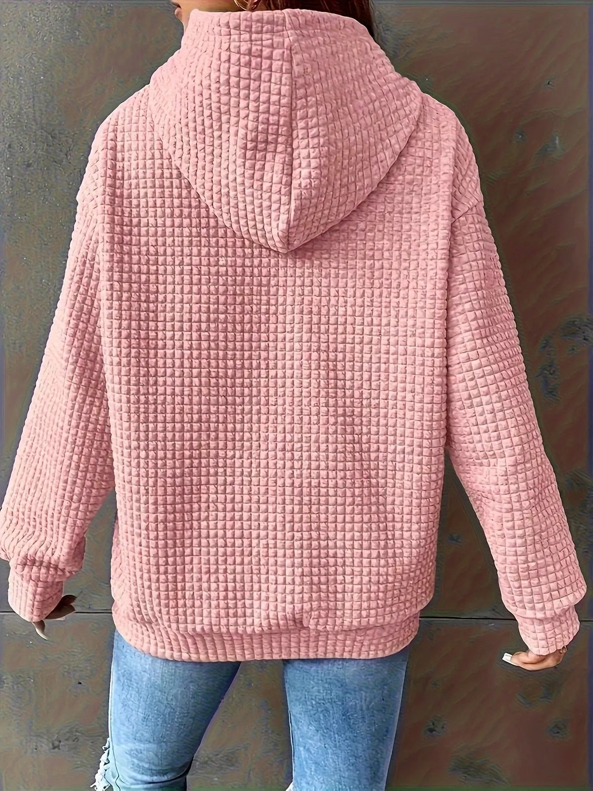 Textured Knit Drawstring Hoodie (6)