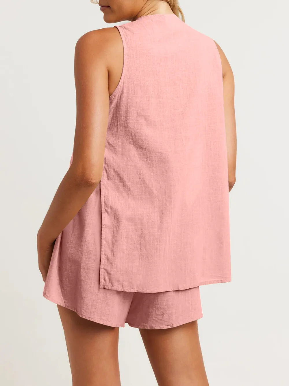 Full Size Button Up Top Shorts Set (22)