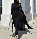 Knitted Turtleneck Sleeveless Midi Dress Elegant French photo 16