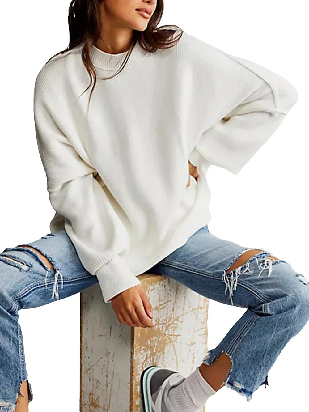 Round Neck Long Sleeve Sweater (15)