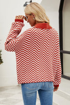 Striped Collared Neck Buttoned Pullover Sweater (8)