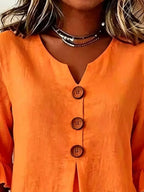 Full Size Casual Ruffle‑sleeve Decor‑button Top Plus (12)