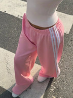 High-waisted Wide-leg Track Pants Side Stripes (5)