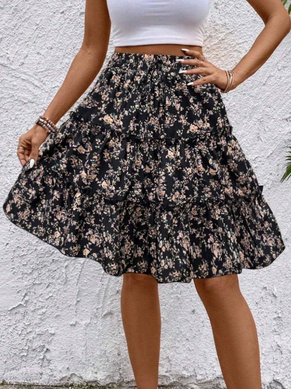 Floral Print Midi Skirt (13)