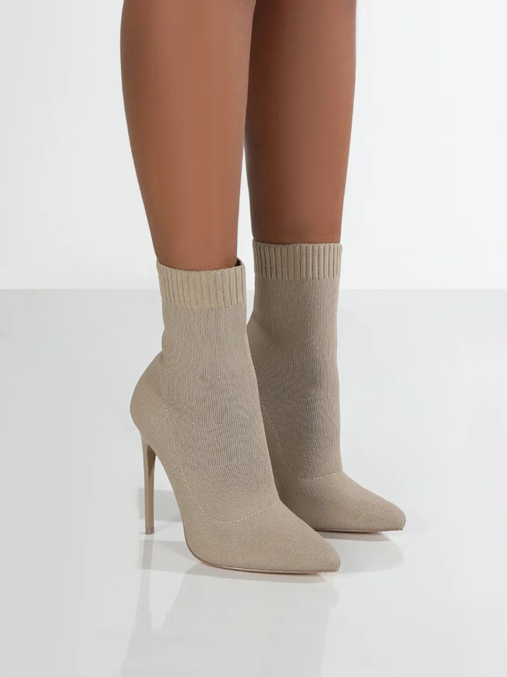 Mesh Point Toe Stiletto Boots (4)