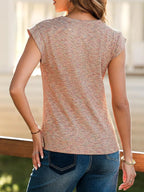 Heathered Round Neck Cap Sleeve T-shirt (11)