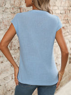 V-neck Short Sleeve Knit Top (21)