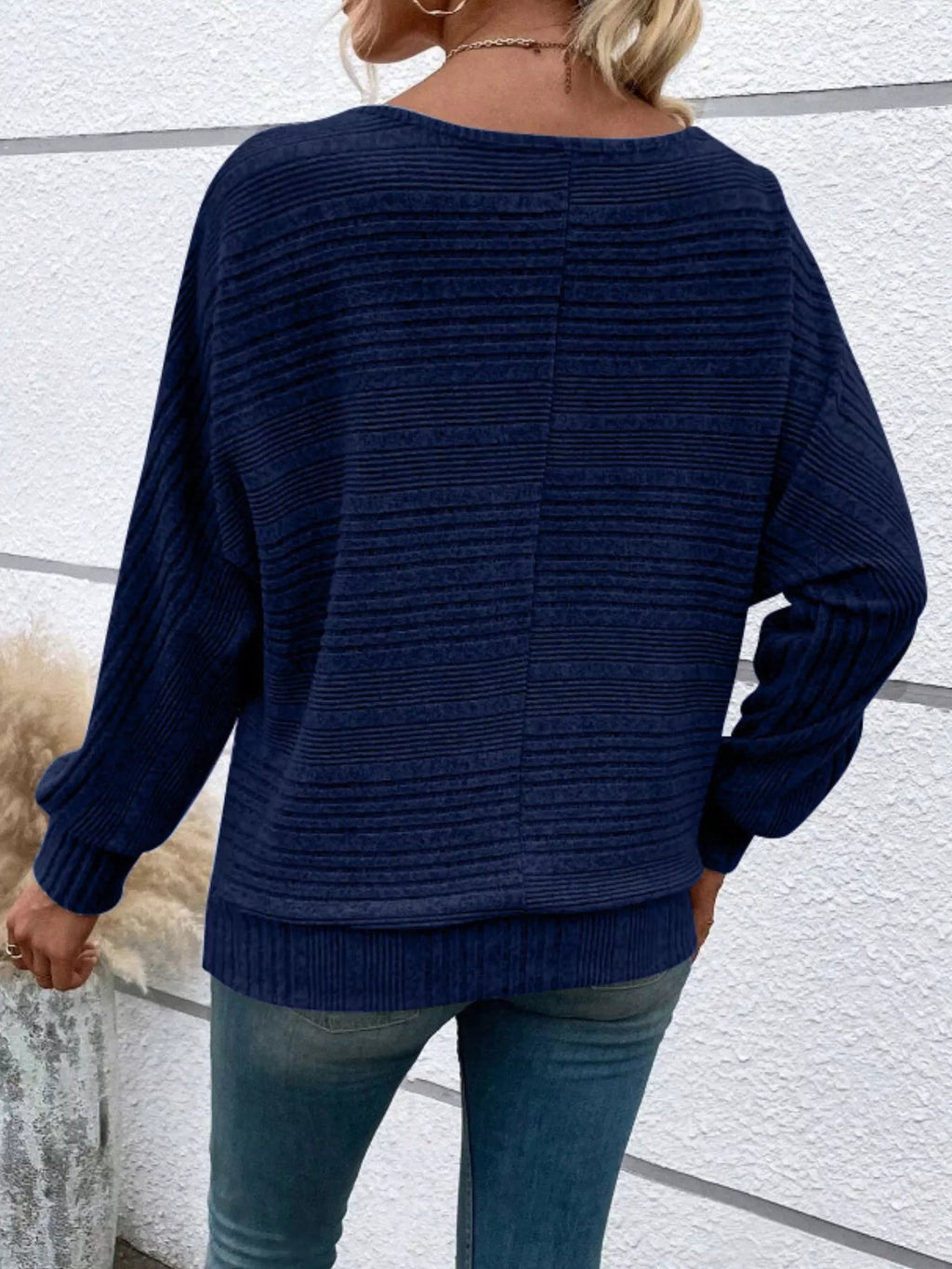Ribbed Round Neck Long Sleeve Top (19)