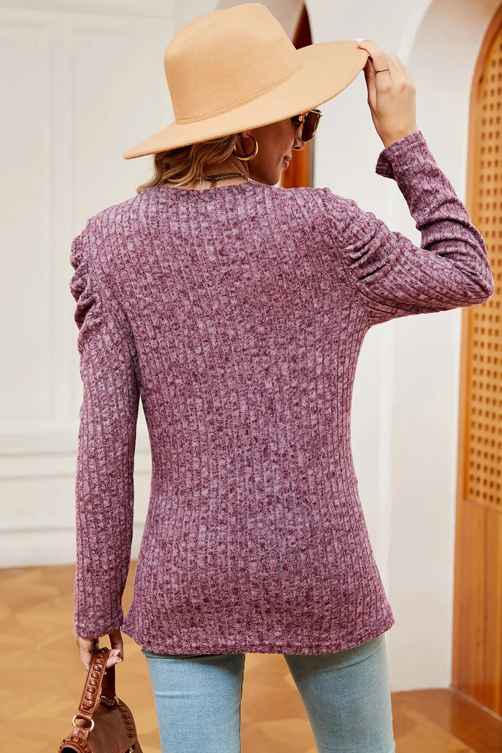 Round Neck Puff Sleeve T-shirt (18)