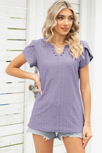 Eyelet Notched Petal Sleeve Blouse (22)