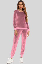 Round Neck Long Sleeve Loungewear Set Pockets (7)
