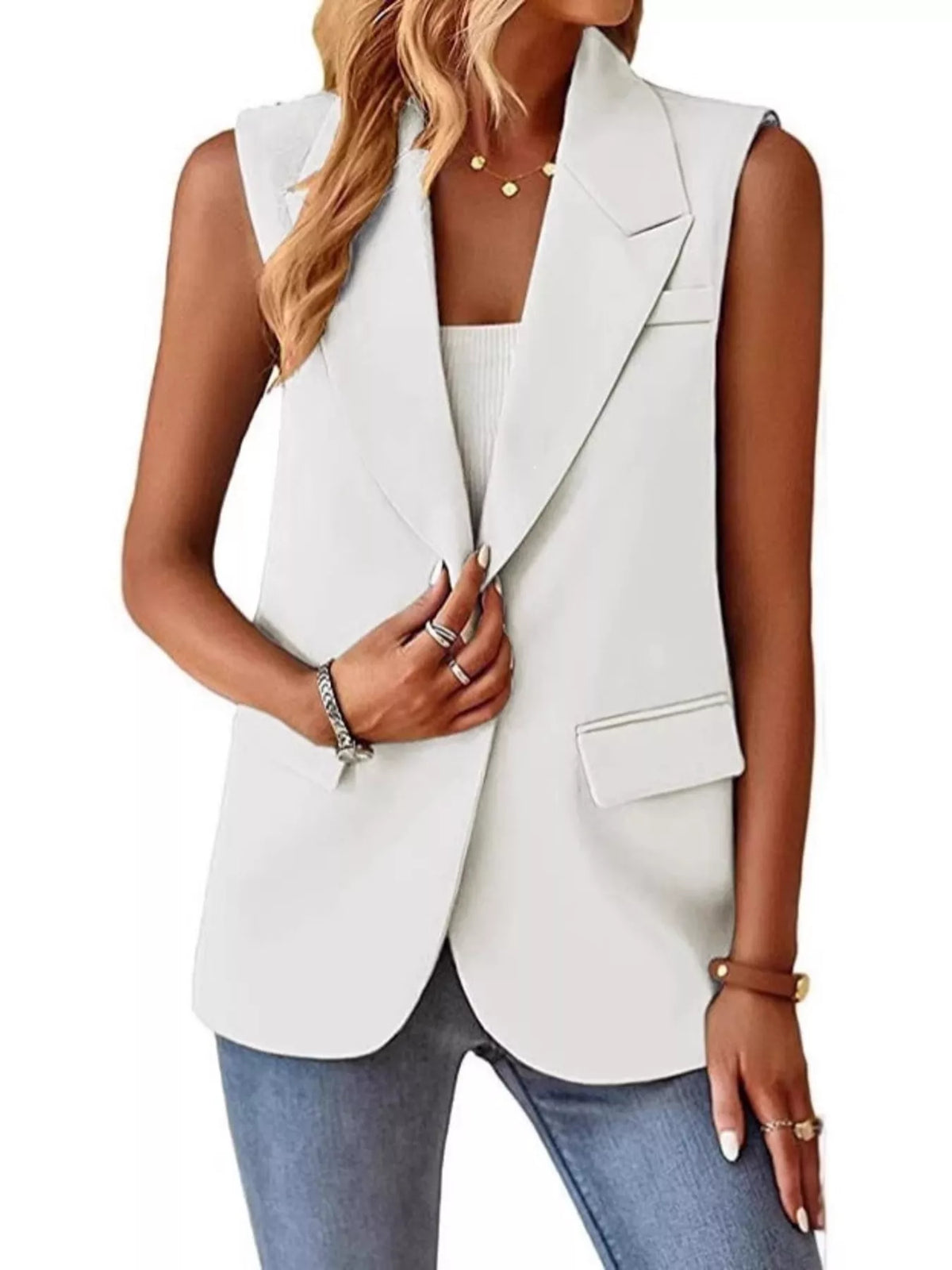 One Button Blazer Vest (5)