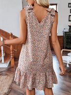 Floral Print Tie Strap Ruffle Hem Mini Dress (5)