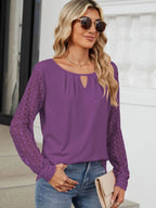 Cutout Round Neck Long Sleeve T-shirt (5)