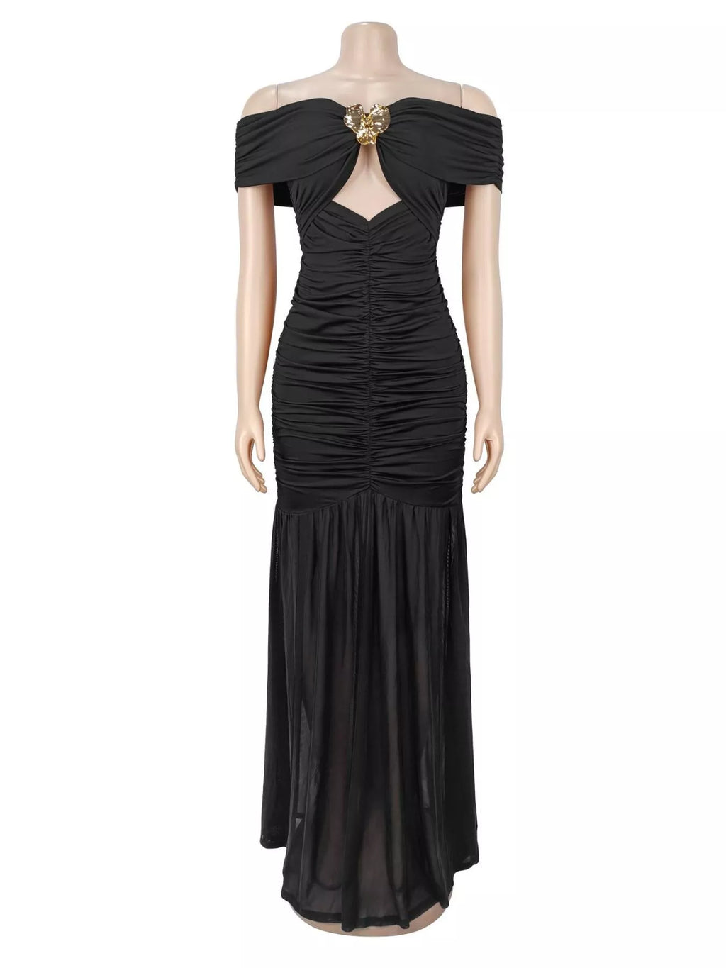 Off-shoulder Ruched Mermaid Maxi Dress (3)