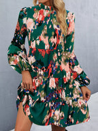 Printed Balloon Sleeve Mini Dress (10)
