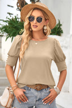 Round Neck Lantern Sleeve Blouse (19)