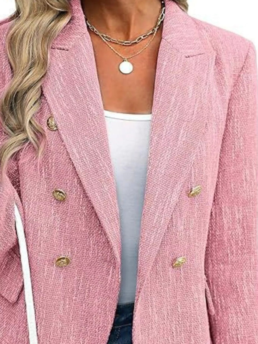 Double-breasted Lapel Collar Blazer (16)