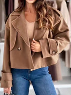 Lapel Collar Dropped Shoulder Jacket