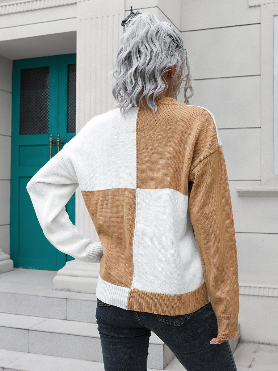 Contrast Drop Shoulder Sweater (2)