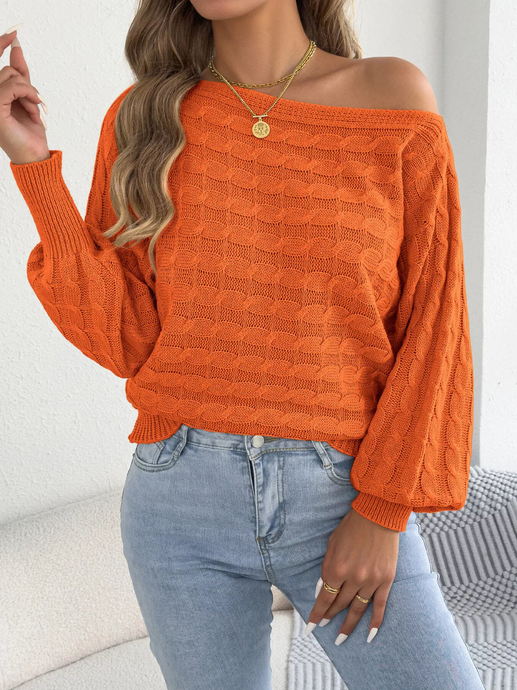 Cable Knit Boat Neck Sweater (8)