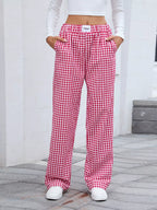 Plaid Wide Leg Casual Pants (4)