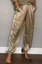 Satin Round Neck Top Pants Set (3)