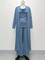 Full Size Cowl Neck Top Cardigan Pants Set Plus (8)