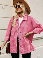 Oversized Button Up Denim Jacket Hood (4)