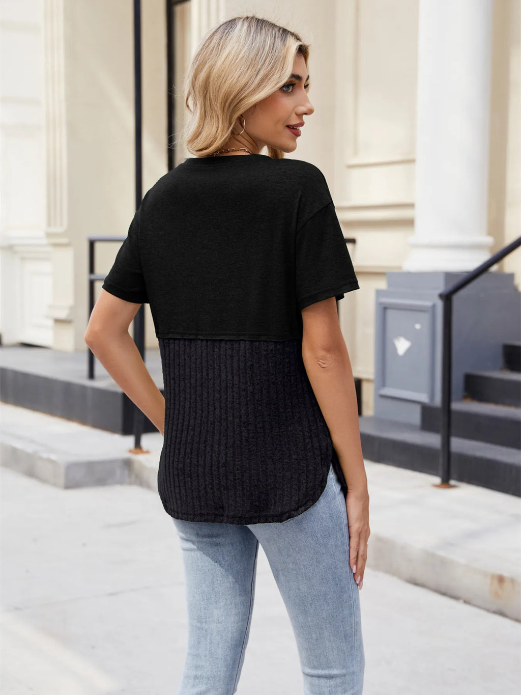 Two-tone Short Sleeve Top (16)