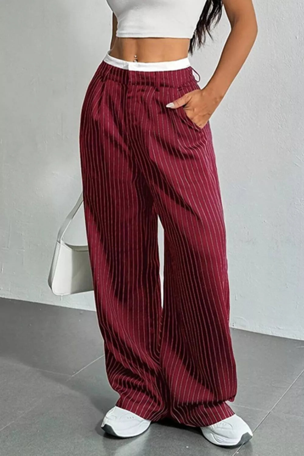High-waisted Pinstripe Wide-leg Pants (7)