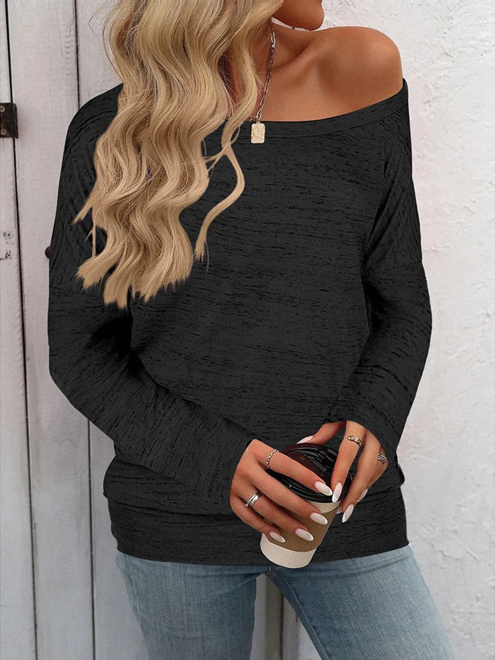 Full Size Heathered Long Sleeve Top (4)
