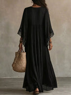 Lace Trim V-neck Maxi Dress (11)