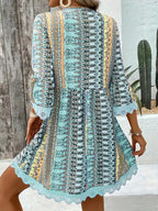 Printed V-neck A-line Dress (9)