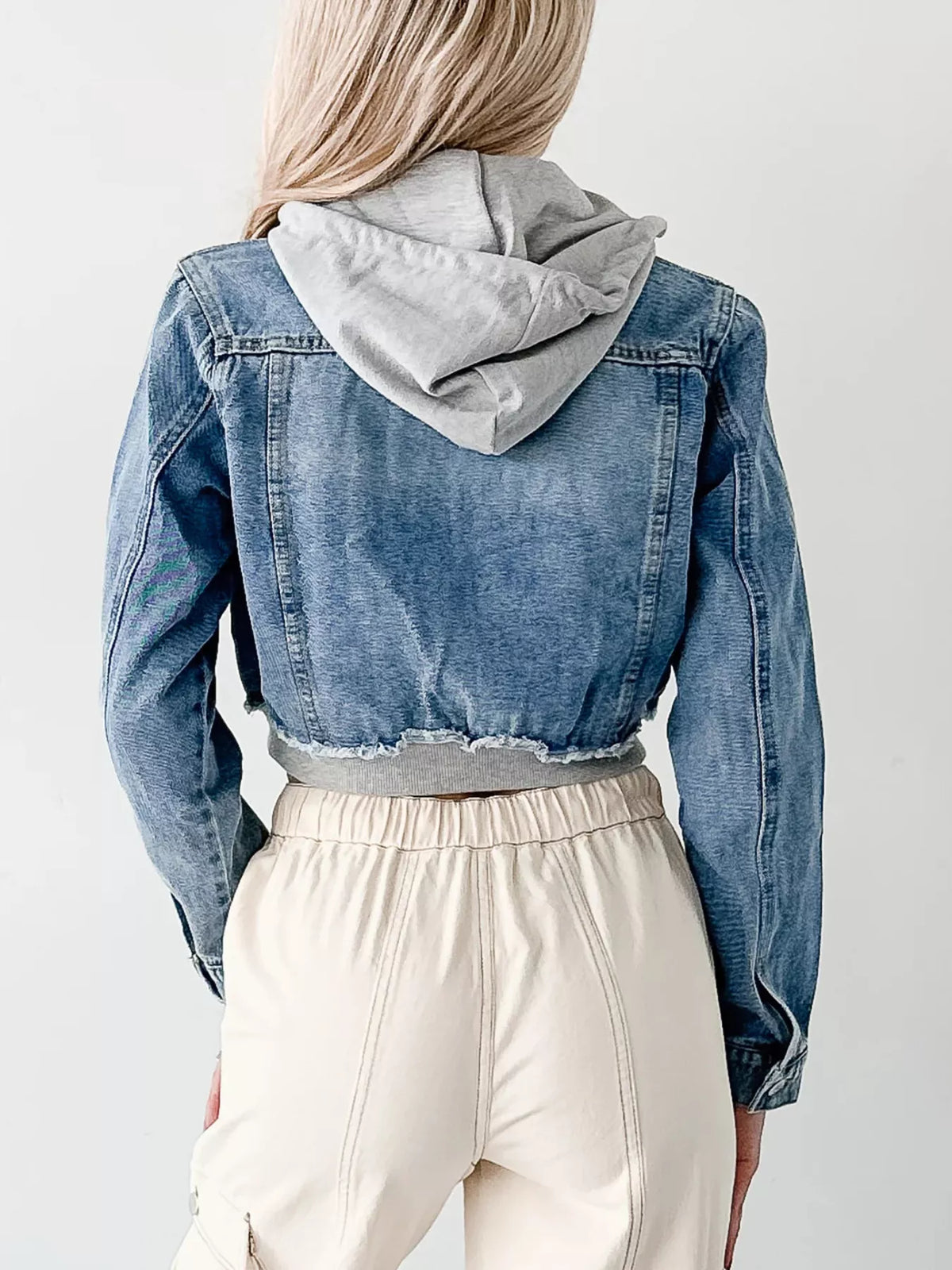 Distressed Zip Up Cropped Hooded Denim Jacket (17)