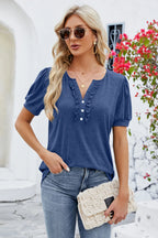 Frill Notched Short Sleeve Blouse (6)