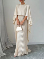 Cape Pleated Maxi Dress (4)