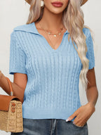 Cable Knit Short Sleeve Top (11)