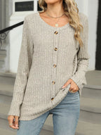 Ribbed Round Neck Long Sleeve Top (8)