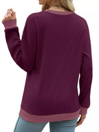 Contrast Trim Crew Neck Casual Sweatshirt (28)