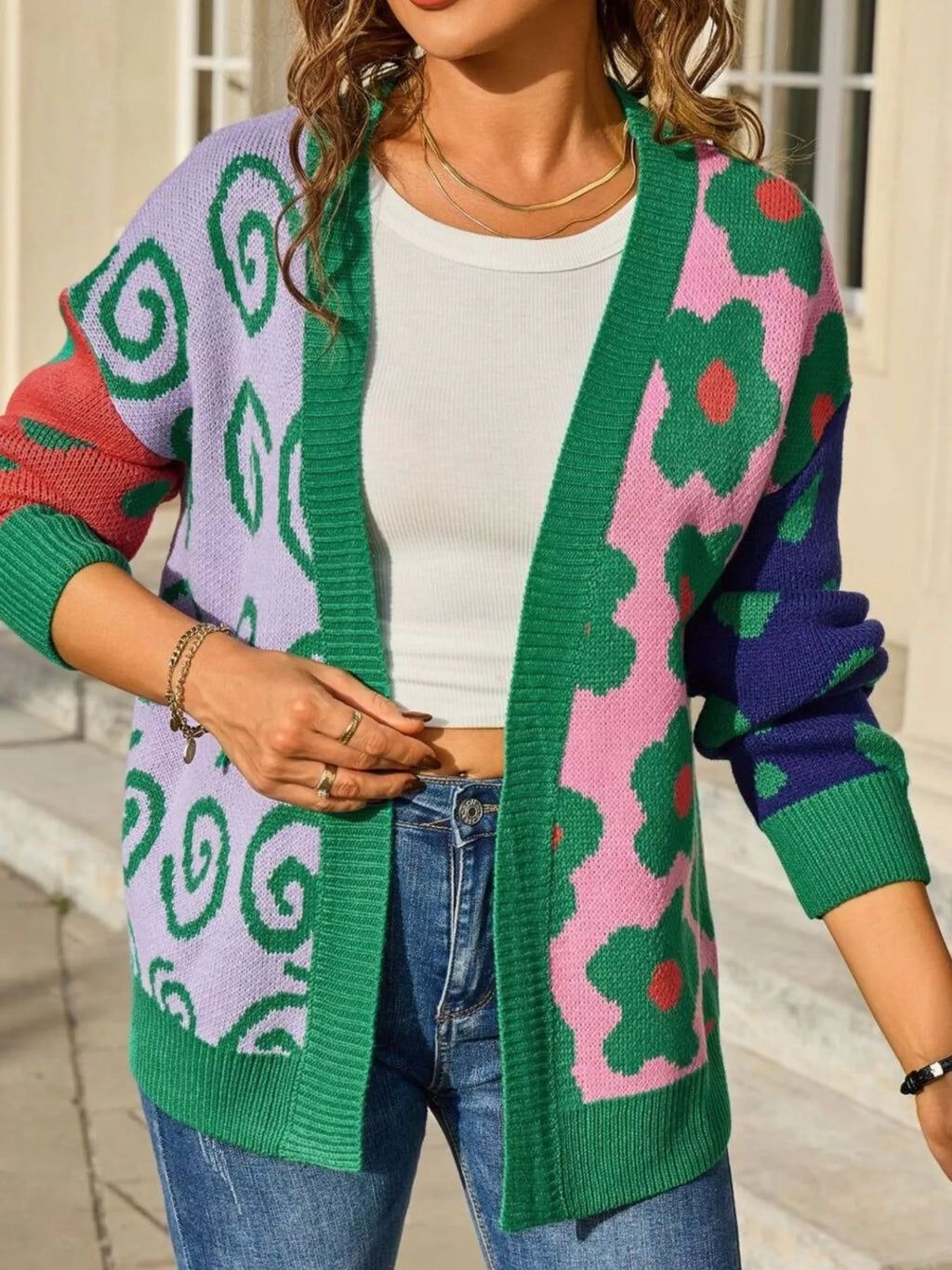 Colorful Open Front Cardigan (9)