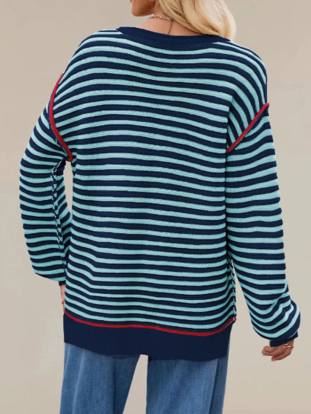 Slit Striped Oversized Sweater (12)