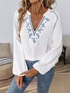Paisley Notched Balloon Sleeve Blouse (4)