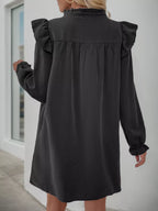 Ruffled Notched Flounce Sleeve Dress (3)