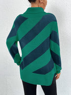 Striped Turtleneck Dropped Shoulder Sweater (10)