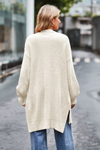 Open Front Dropped Shoulder Longline Cardigan (2)