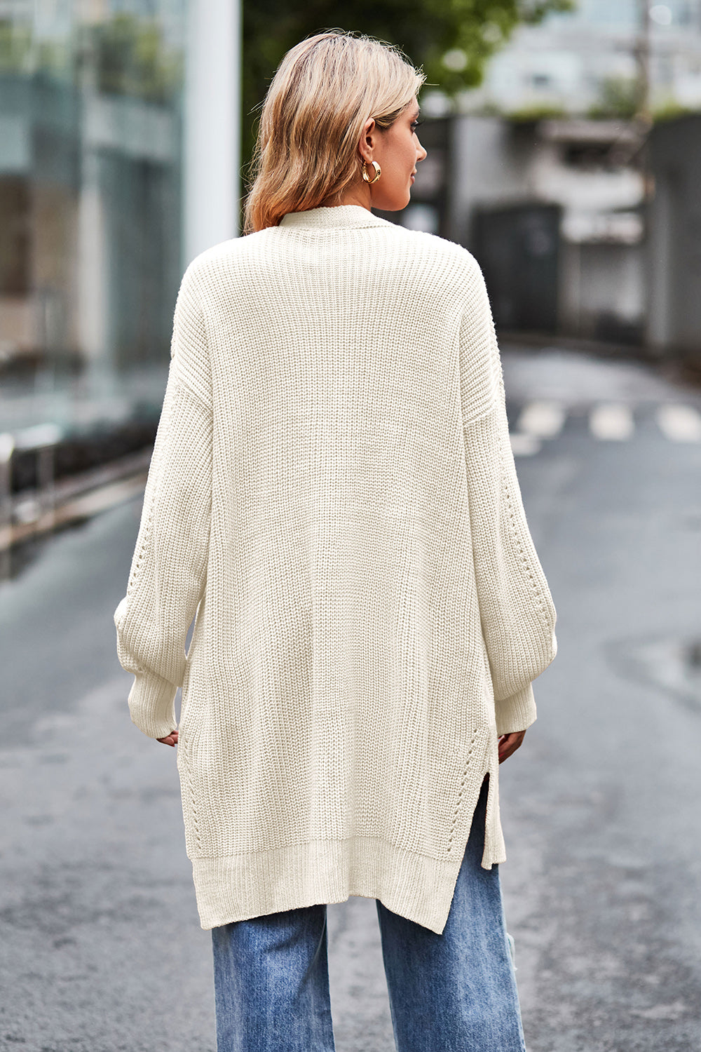 Open Front Dropped Shoulder Longline Cardigan (2)