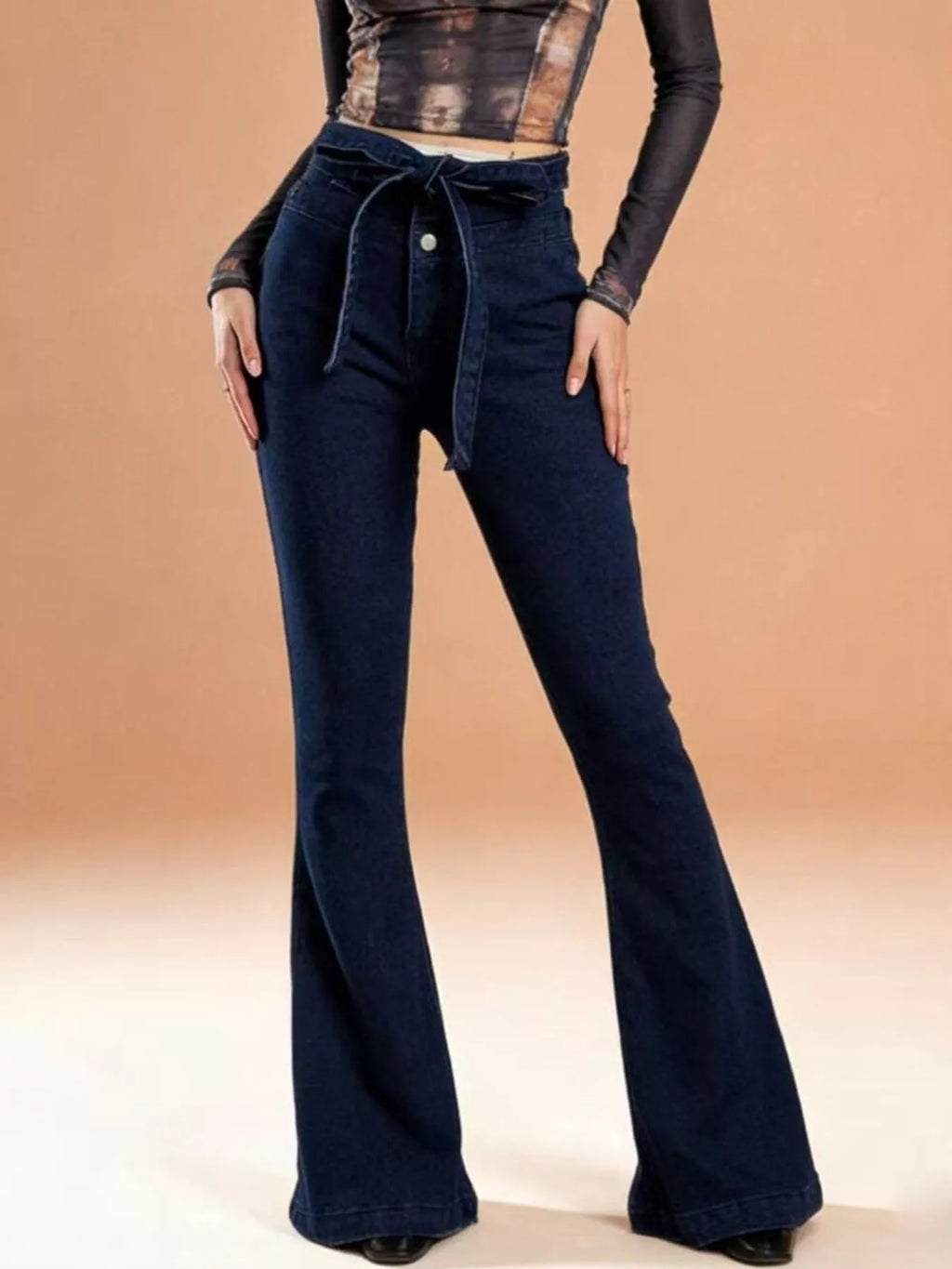 Bow-tie High-waisted Flare Jeans (12)