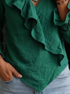 Full Size Ruffled Long Sleeve Blouse Plus (8)